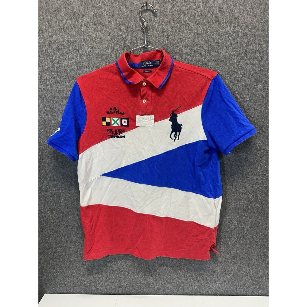Polo Ralph Lauren Yacht Club Polo Shirt Mens Sz M Big Pony Colorblock Tour 1967